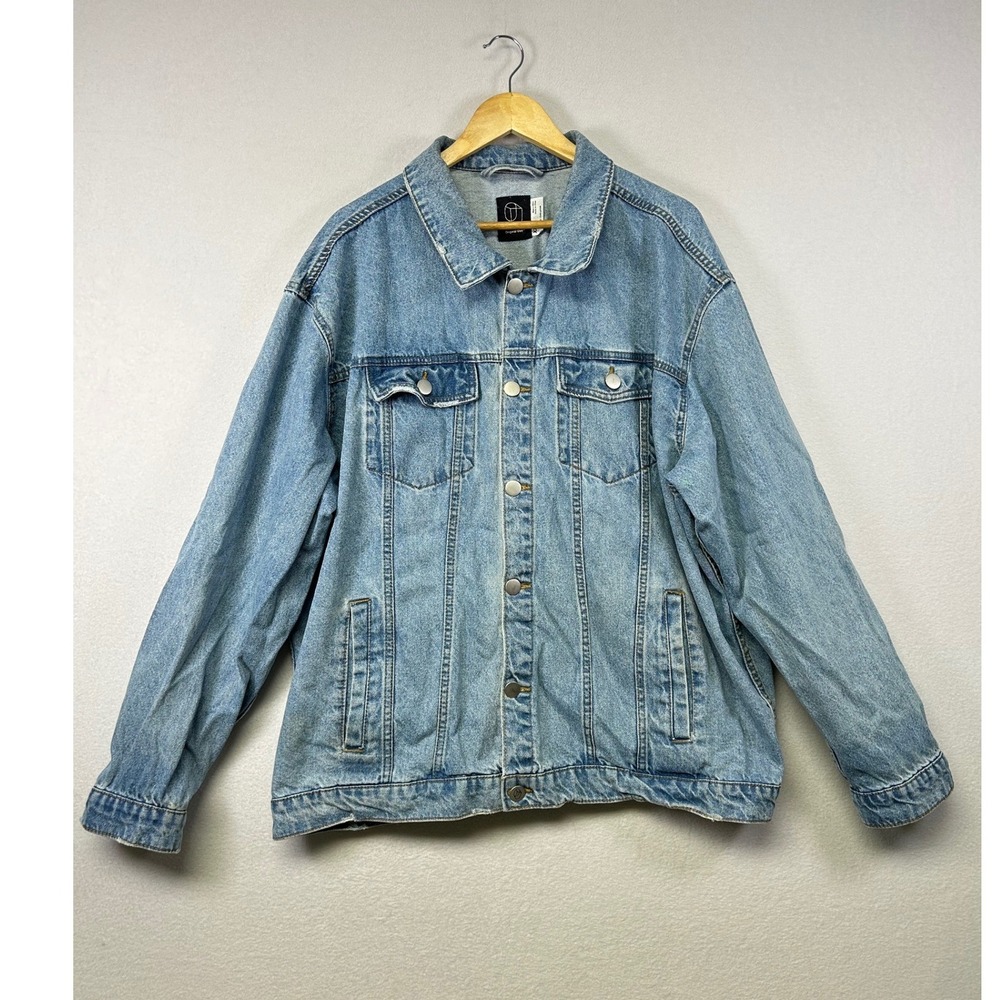 Original‎ Use Oversized Denim Jacket Light Wash Trucker Style Women's XXL